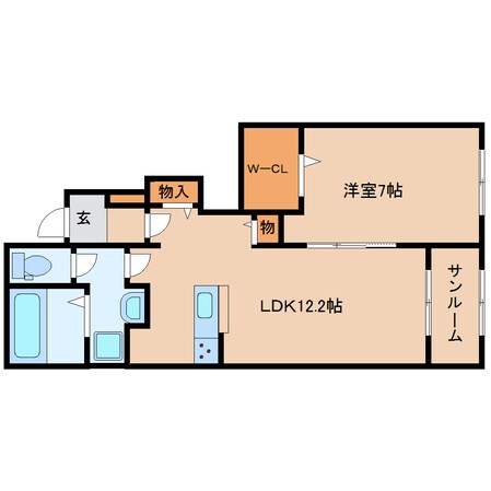 三輪駅 徒歩10分 1階の物件間取画像